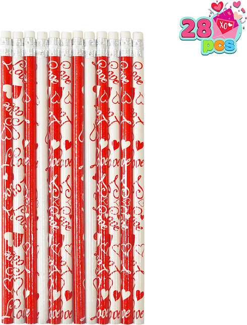 28 Pack Valentines Day Stationery Set with Treat Bags for Kids Party Favor, Classroom Exchange Prizes?includes Notebooks,Rulers,Erasers,Pencils,Stickers