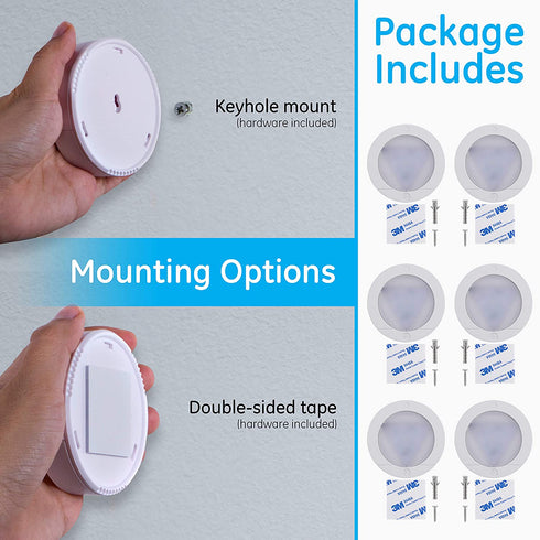 GE Wireless LED Puck Lights, 6 Pack, Battery Operated, 20 Lumens, Touch Activated On/Off, Bright White, Under Cabinet Lighting, Ideal for Closets, Garage and More, 45994