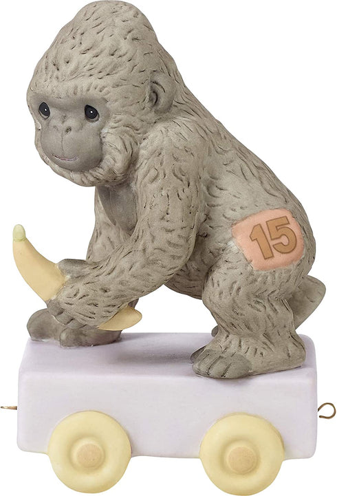 Precious Moments, It's Your Birthday Go Bananas, Birthday Train Age 15, Bisque Porcelain Figurine, 142035