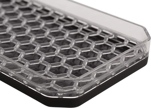 Spectrum Diversified Hexa Sponge & Brush Kitchen Organizer with Refillable Soap Pump, Sponge & Dish, Easy-Clean Sink Organization & Dish Brush Holder with Removable Base, Clear/Gray