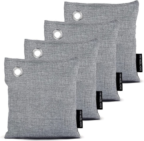 Bamboo Charcoal Air Purifying Bag 4 Pack 200g - Activated Charcoal Bags Odor Absorber and Eliminator - Natural Fresh Home Deodorizer and Air Purifier - Moisture Absorber - Activated Bamboo Freshener for Closet and Pet