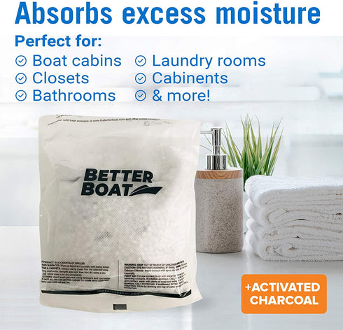4 Pack Moisture Absorbers Dehumidifier Refill Bag to Get Rid of Odors & Damp Air | Pellet Packs for use in Refillable Bucket for Basement Closet Home RV and Boating Refills Unscented Fragrance Free