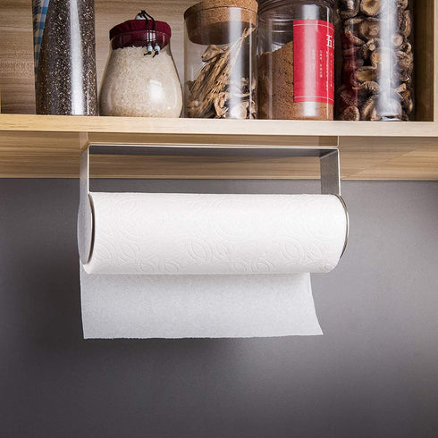 YIGII Paper Towel Holder Wall Mount - Adhesive Paper Towel Rack Under Cabinet Kitchen Paper Roll Holder Stick on Wall Stainless Steel
