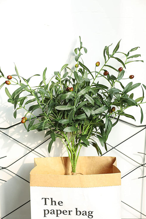 Miracliy 6 PCS Artificial Olive Stems with Fruit Real Touch Artificial Olive Branches Greenery Stems for Vase Home Indoor Outdoor Balcony Decoration