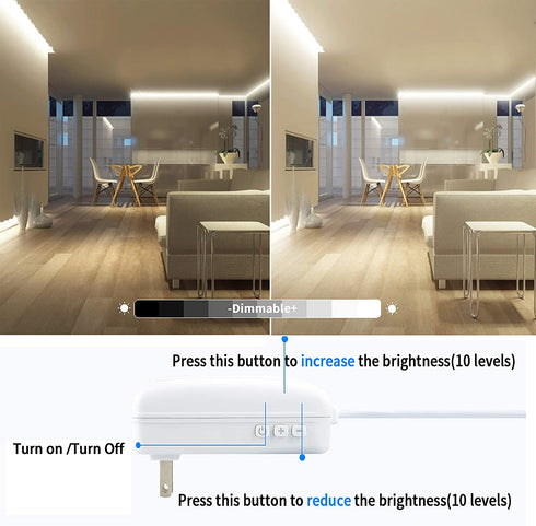 JESLED 32.8ft/10M LED Strip Lights ,6500K Super Bright White,Dimmable,24V DC LED Tape Lights for Bedroom, Kitchen, Under Cabinet, Living Room, Stair Decoration