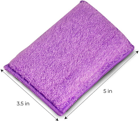Smart Design Non Scratch Scrub Sponge with Bamboo Odorless Rayon Fiber - Set of 3 - Ultra Absorbent - Soft & Scrubber Side - Cleaning, Dishes, & Hard Stains - Violet Blue Coral