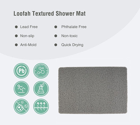 Greentec Bath Mats, Shower Mat Non Slip, PVC Bathtub Mat, Shower Mat, Quick Drying, Breathable, Anti Clog Hair Catcher Standing Pad for Bathroom, Wet Area, 24 x 16 in