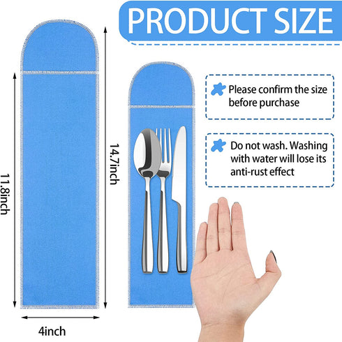 Silver Storage Bags Flatware Storage Blue Silver Flatware Storage Silverware Box Storage for Silver Tarnish Proof Silverware Cloth Storage Flatware Bags for Teaspoon Utensils Flatware (8 Pieces)