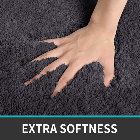 DEXI Bathroom Rug Mat, 24x16, Extra Soft and Absorbent Bath Rugs, Machine Wash Dry, Non-Slip Carpet Mat for Tub, Shower, and Bath Room, Charcoal