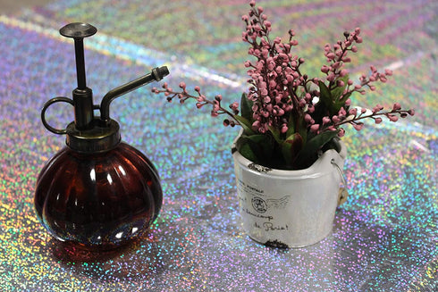 2 Pack Shiny Iridescence Plastic Tablecloths Gift Wrapping Paper Laser Hologram Holographic Rainbow Reusable Table Cover Party Decoration Party Wedding Christmas Brithday Bridal 54" x 108"