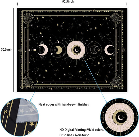 Lyacmy Moon Phase Tapestry Moon Tapestry Wall Art Bohemian Tapestries Wall Hanging for Room (70.9 x 92.5 inches)