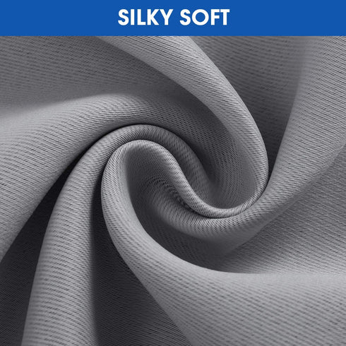 HOMEIDEAS 2 Panels Blackout Short Curtains for Small Window Tiers 24 inch Long Grommet Small Curtain Drapes Half Window Curtains for Kitchen Bathroom Cafe Dining, Light Grey