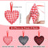 ADXCO 24 Pieces Valentine's Day Fabric Heart Hanging Ornaments, Heart Shaped Baubles Hanging Ornaments, Buffalo Plaid Heart Hanging Decorations for Valentine's Day, Party, Wedding Decoration