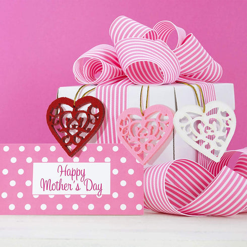 60 Pieces Valentine's Day Heart Shaped Decoration Felt Heart Hanging Ornament Red and Pink Heart Shaped Cutout Heart Tree Embellishment with Rope for Valentine Wedding Party Anniversary Home Decor