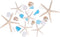 Nautical Assortment 25 Pieces | White Finger Starfish | Sea Biscuit | Aqua Blue Sea Glass | Clear Sea Glass | Pearlized Turbo Shells | Shells for Crafts | Plus Free Nautical Ebook by Joseph Rains