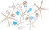 Nautical Assortment 25 Pieces | White Finger Starfish | Sea Biscuit | Aqua Blue Sea Glass | Clear Sea Glass | Pearlized Turbo Shells | Shells for Crafts | Plus Free Nautical Ebook by Joseph Rains