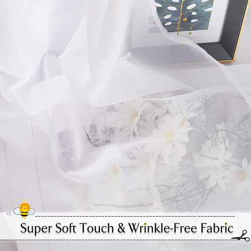 RYB HOME White Sheer Curtains for Canopy Bed, Living Room Decor as Ceiling Drapes Window Scarf Table Runner Outdoor Curtains for Wedding Arch Backdrop, Wide 60 in x Long 216 in per Panel, 2 Pieces