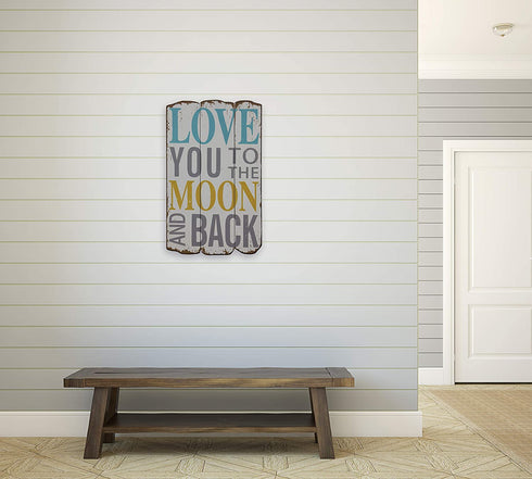 Creative Co-Op DA3771 Wood Love You to the Moon and Back Wall Plaque
