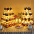 Vdomus Pastry Stand 4 Tier Acrylic Cupcake Display Stand with LED String Lights Dessert Tree Tower Pyramid for Birthday Wedding Party (Warm)