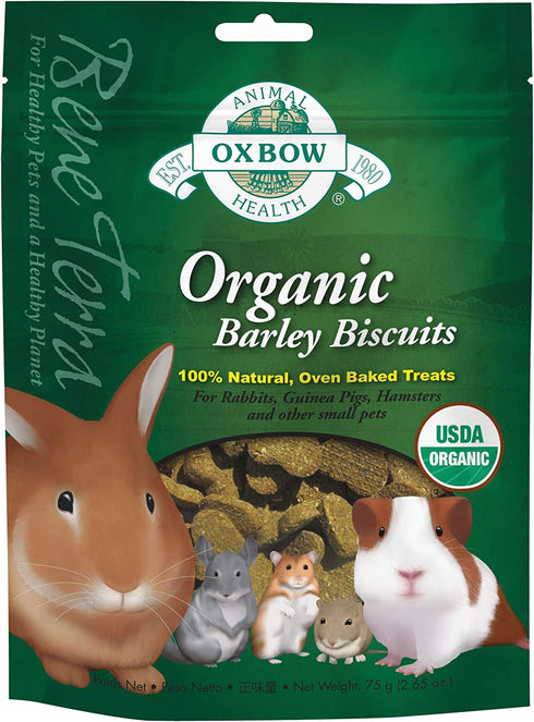 Oxbow Organic Rewards Barley and Hay Biscuit Treats for Rabbits, Guinea Pigs, Chinchillas, and Small Pets