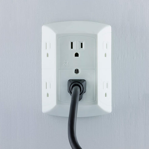 GE 6-Outlet Extender, 2 Pack, Grounded Wall Tap, Adapter Spaced Outlets, 3-Prong, Quick and Easy Install, UL Listed, White, 40222
