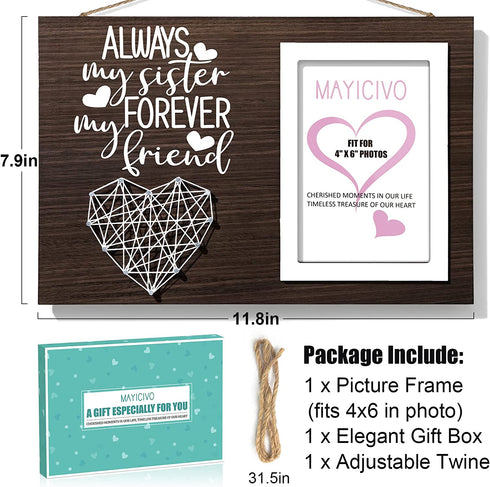 Best Sisters Gifts from Sister Picture Frame Mothers Day Gifts for Sister from Sister, Friend Gifts for Women Birthday Gifts for Sister in Law Soul Sister-Always My Sister Forever My Friend-4x6 Photo