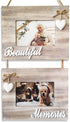 Beautiful Memories Rustic Double Wall Hanging Farmhouse 4x6 Picture Frame Set - A Decorative Collage Photo Frames with Whitewash Style Wood and Shabby Chic Decor. Marcos Para Fotos De Pared.