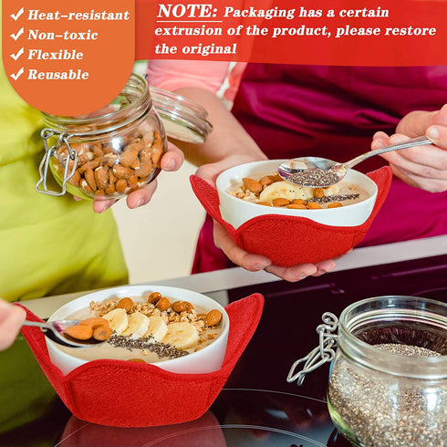 8 Pieces Bowl Holders Microwave Bowl Huggers Safe Bowl Pot Holder for Heat Soup, Food, Meals (Red)