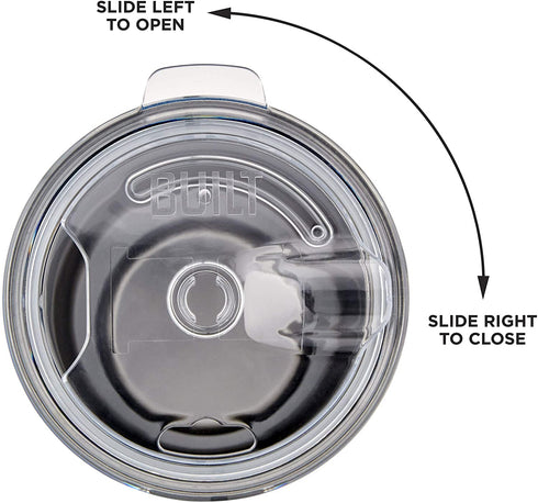 BUILT Double Walled Stainless Steel Tumbler Set with Replacement Lid, 2 Reusable Tritan Wire Straw Cleaning Brush in Gift Box, 30 Ounce, Inkwell