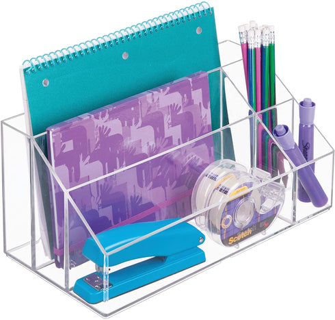 iDesign Clarity Cosmetic Palette Organizer for Vanity or Cabinet to Hold Makeup, Nail Polish, Cosmetic Accessories - 5 Compartments, Clear