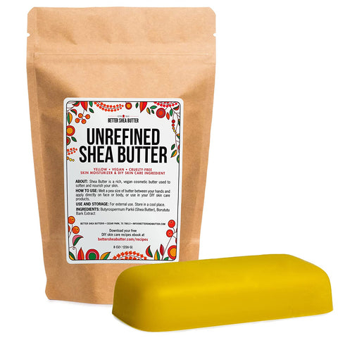 Better Shea Butter African Shea Butter | Raw, Unrefined, Pure | Use for Hair, Soap Making, DIY Lotions | Yellow 8 oz block