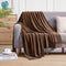 BOURINA Chenille Throw Blanket with Decorative Fringe for Couch Sofa Chair Blanket (50x60 Inches) Brown