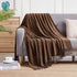 BOURINA Chenille Throw Blanket with Decorative Fringe for Couch Sofa Chair Blanket (50x60 Inches) Brown