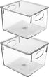 Sorbus Plastic Storage Clear Bins with Lid, Stackable Pantry Organizer Box Bin Containers for Organizing Kitchen Fridge, Food, Snack Pantry Cabinet, Fruit, Vegetables, Bathroom Supplies, (2)