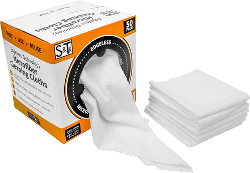 S&T INC. 524601 Microfiber Cleaning Cloths, Reusable and Lint-Free Towels for Home, Kitchen and Auto, 50 Pack with Box, Assorted
