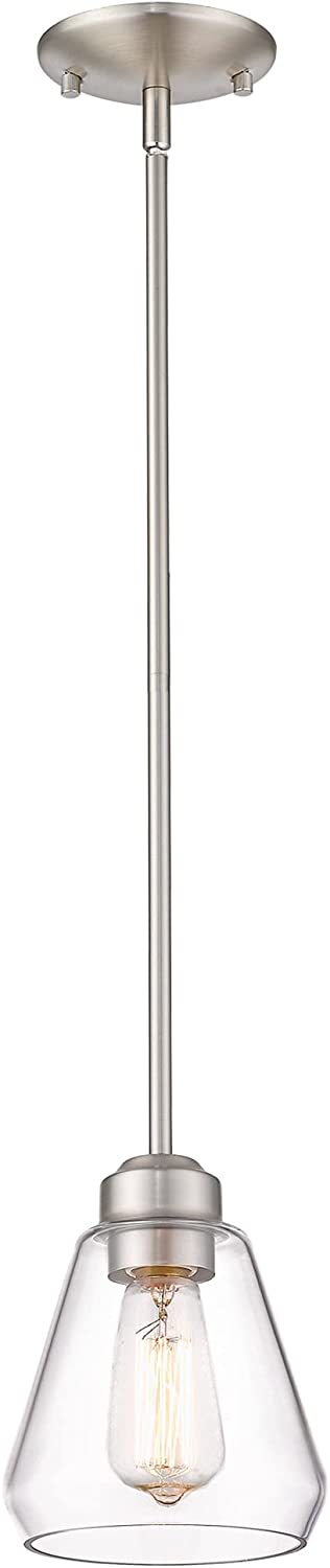 Beionxii Glass Pendant Lights | Modern Brushed Nickel Pendant Lighting for Kitchen Island, Dining Room, Over The Sink