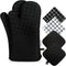 Koroda Oven Mitts: Silicone Oven Mitts Heat Resistant 500 Degrees and Pot Holders for Kitchen (Set of 6, Black)
