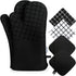 Koroda Oven Mitts: Silicone Oven Mitts Heat Resistant 500 Degrees and Pot Holders for Kitchen (Set of 6, Black)