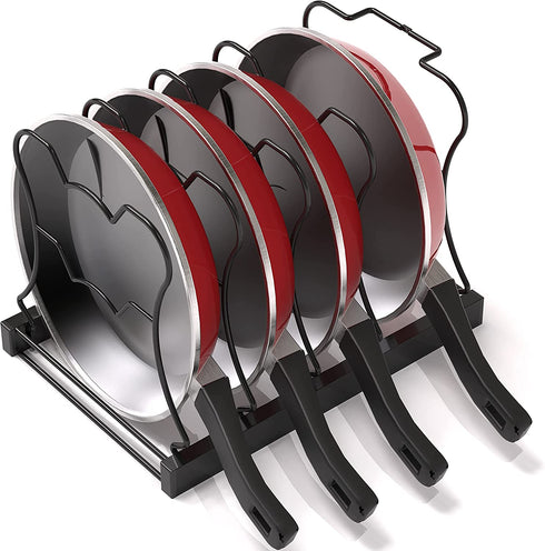 SimpleHouseware 5 Compartments Height Adjustable Pan Organizer, Black