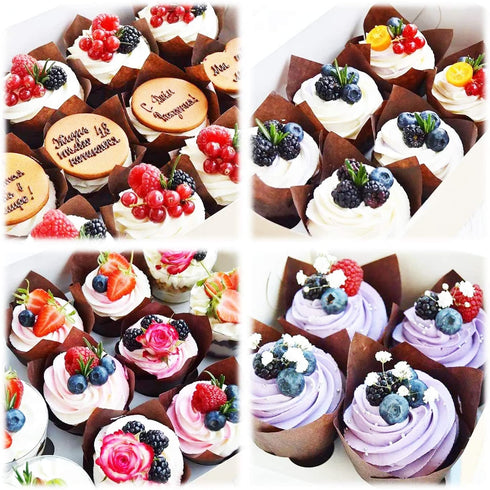 Tulip Cupcake Liners 300 Pack Medium Baking Cups Muffin Wrappers Perfect for Birthday Parties, Weddings, Baby Showers, Bakeries, Catering, Restaurants (Brown)