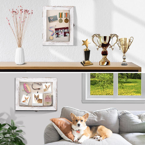 Qlfyuu 8x10 Shadow Box Frame, Wooden Shadow Box Display Case,Large Shadow Box for Flowers,Memorial Shadow Box for Keepsakes Baby Wedding Photo Memorabilia Awards Ticket Wine Cap,White