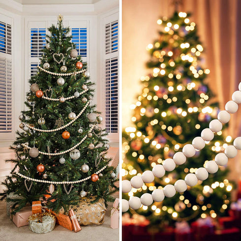 Garneck 58in Wood Bead Garland,Rustic Country Beads Wood Bead Tassel,Farmhouse Wall Hanging Prayer Beads Home Christmas Tree Decoration (1 Pack) (58inch) (1pack-58inch)