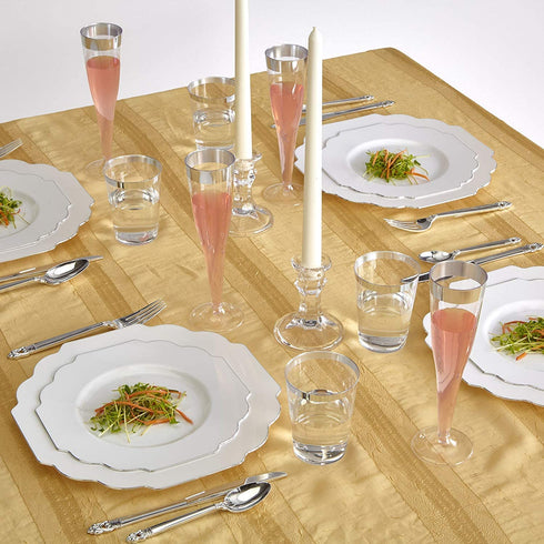 WEDDING DESSERT PLATES DISPOSABLE | Baroque Collection White | 10 PC - 6.5?