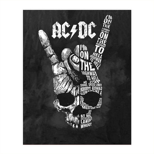 AC~DC Band Song Art Poster"Highway To Hell"- 8 x 10 Wall Print- Ready To Frame. Iconic Rock Song Poster Print. Home-Studio-Bar-Dorm-Man Cave Decor. Perfect Gift For All AC/DC Fans.