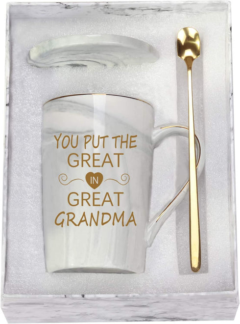 You Put The Great In Great Grandma Mug Great Grandma Gifts Mug Birthday Mothers Day Gifts for Grandma from Grandkids Granddaughter Grandson Grandchildren Gifts Grandma Coffee Mug 14 Ounce Gray