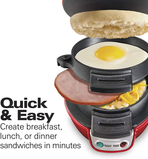 Hamilton Beach Breakfast Sandwich Maker, Red (25476)