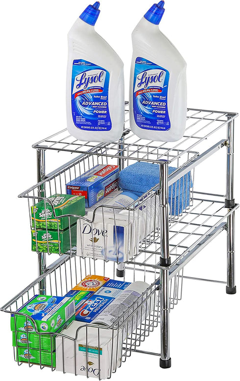 Simple Houseware Stackable Basket Drawer, Chrome