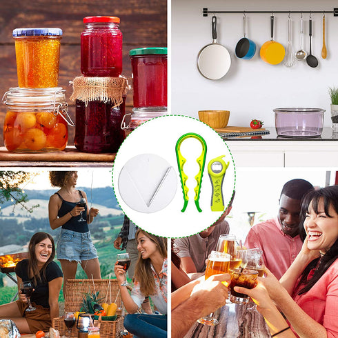 3 Pieces Jar Opener Under Cabinet for Weak Hands 5 in 1 Multi Function Can Opener Set Bottle Opener Kit with Silicone for Women Children with Arthritis Suffering