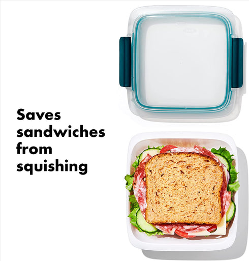 OXO Good Grips Prep & Go 4.3 Cups/1.02 L Sandwich Container | Leakproof Food Storage | Ideal for sandwiches and leftovers | BPA Free | Microwave and Dishwasher Safe | Freezer Safe | Stain Resistant