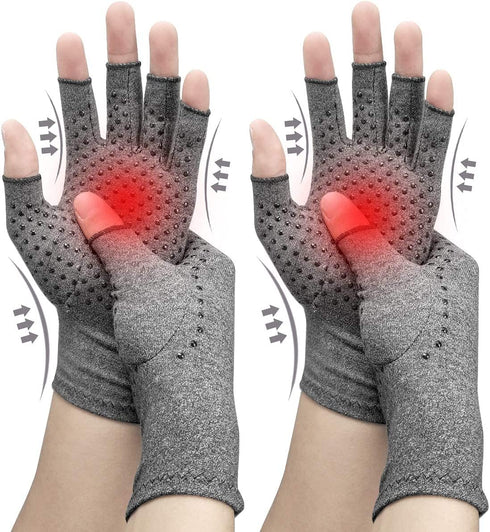 2 Pairs Arthritis Compression Gloves, Relieve Arthritis, Rheumatoid, Osteoarthritis, Carpal Tunnel Pain, Compression Gloves for Arthritis for Women & Men, Anti-Slip Glue dot Gloves for Work